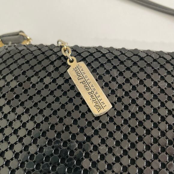 Whiting & Davis Vintage Black Mesh Evening Bag Crystal Faceted Chainmail Clutch - Picture 6 of 13